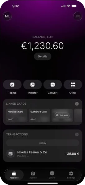EMI Platform mobile home screen