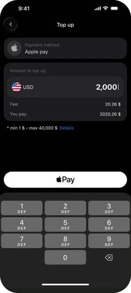 EMI Platform top-up screen